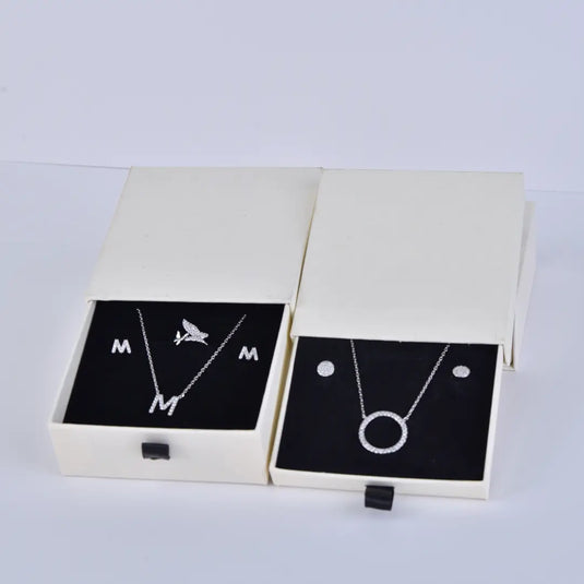 Earth White Jewelry Packaging Box – 6x6x1.7cm Sliding Gift Box with Drawer