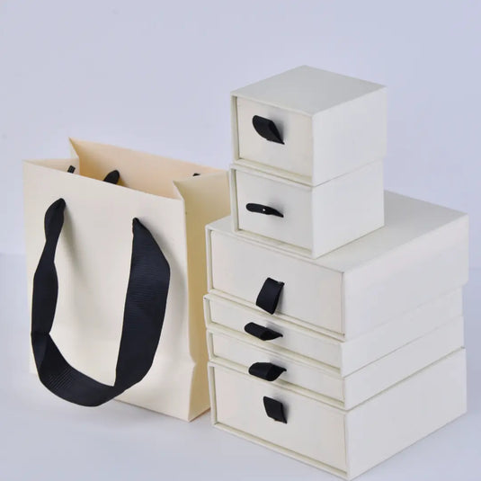 Drawer Type Jewelry Packaging Box – Earth White 5x5x3.5cm Jewelry Box Wholesale & Custom Gift Boxes