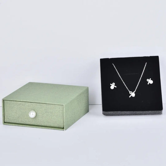 Green Gift Jewelry Box (9x9x3.5cm) | Drawer Style | In Stock & Ready to Ship