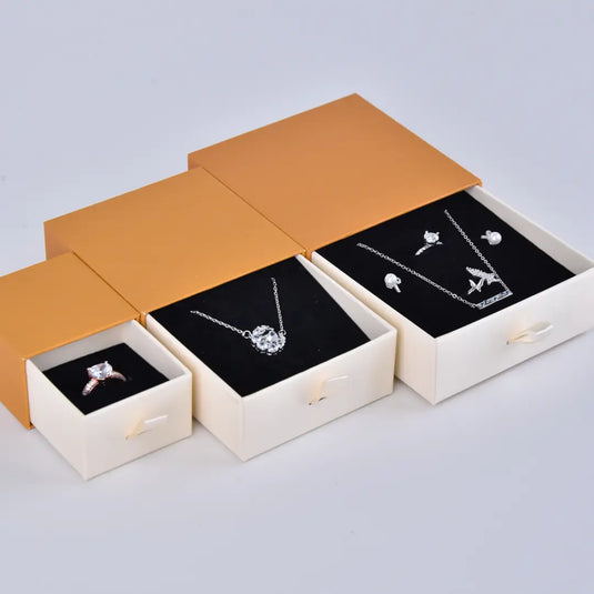 Antique Bronze Sliding Jewelry Box – 5x5x3.5cm Rigid Cardboard Sliding Jewellery Gift Box