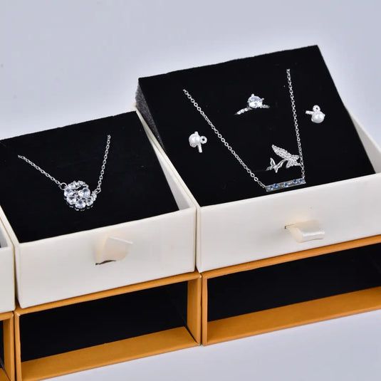 Drawers Paper Jewelry Boxes – 7.5cm Antique Bronze Yellow Jewelry Box Drawer Type Packaging