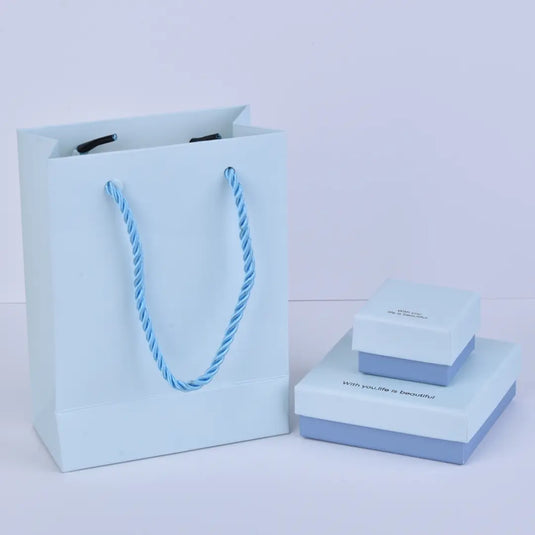 Baby Blue Small Jewelry Gift Boxes with Lid – 5x5x3cm Paper Two-Piece Jewelry Box Gift