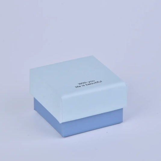 Baby Blue Small Jewelry Gift Boxes with Lid – 5x5x3cm Paper Two-Piece Jewelry Box Gift