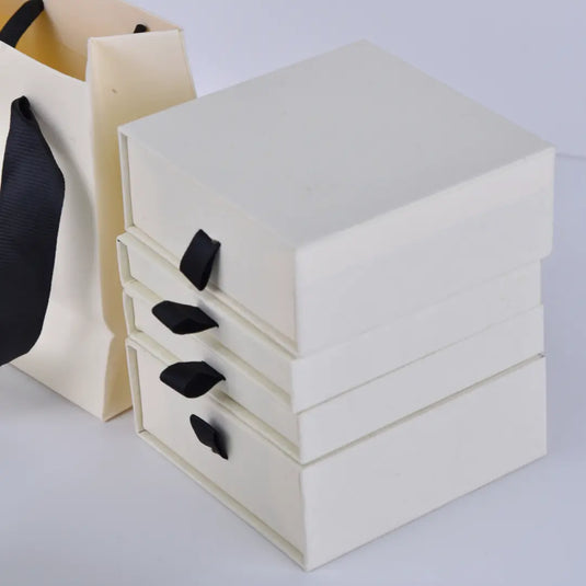Cardboard Drawer Pendant Box – Earth White 8x8x1.6cm Storage Drawer Premium Quality Jewellery Box