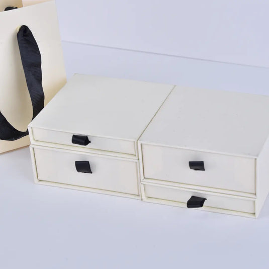 Drawer Type Jewelry Packaging Box – Earth White 5x5x3.5cm Jewelry Box Wholesale &amp; Custom Gift Boxes