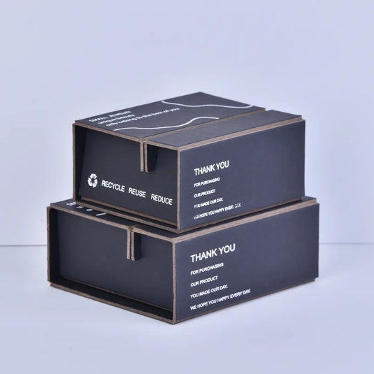 Empty Two-Piece Folding Box – Black 8x9x4.5cm Folding Jewelry Box | Custom Logo Options