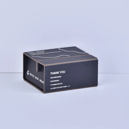 Empty Two-Piece Folding Box – Black 8x9x4.5cm Folding Jewelry Box | Custom Logo Options