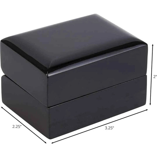 Engraved Wood Double Ring Box | Black Wooden Jewelry Packaging
