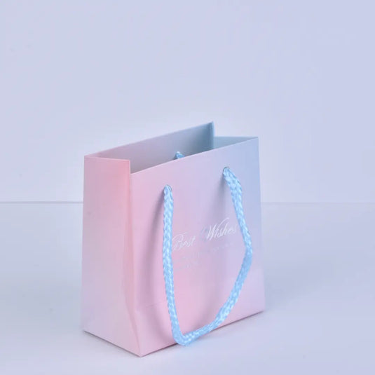 Gradient Colored Paper Bag – 11x12x6cm Gradient Medium Size Gift Bags | Pink Glitter Ombre Gift Bags