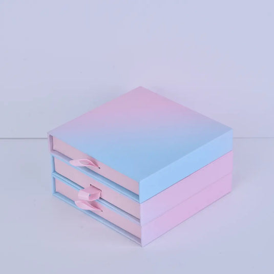 Gradient Pink Jewelry Box – 9x9x1.7cm Paper Gift Packaging With Lid for Rings &amp; Jewelry Container