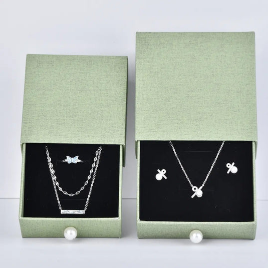 Green Drawer Gift Box (7.5×7.5×3.5cm) for Jewelry Sets | Richpack In Stock