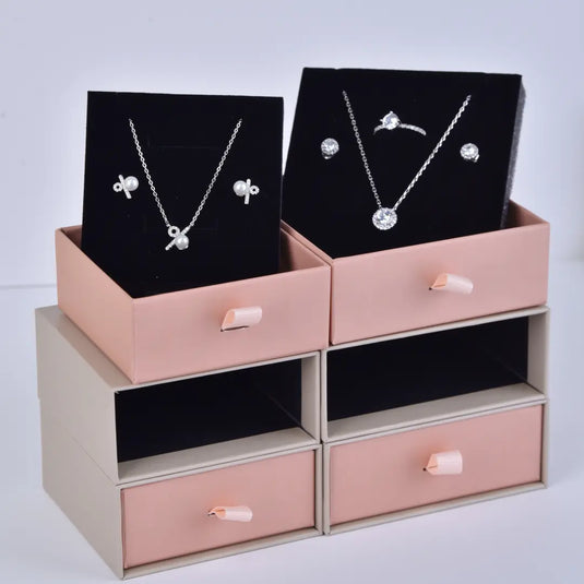 Draw Gift Box Drawer – Brick Pink Specialty Paper | 7.5×7.5×3.5cm Small Drawer Style Boxes