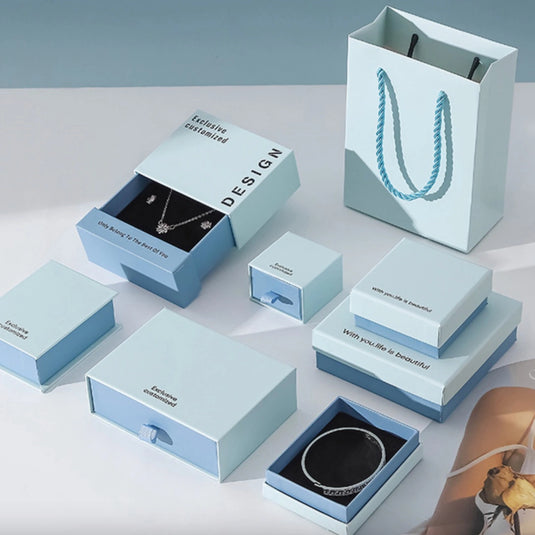 Flip Magnetic Jewelry Packaging Box – 7x9x3.5cm Wholesale Magnetic Jewelry Boxes | Light Blue Box