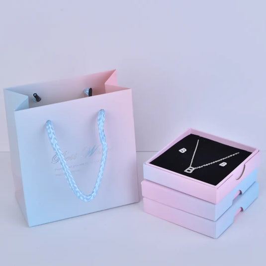 Gradient Colored Paper Bag – 11x12x6cm Gradient Medium Size Gift Bags | Pink Glitter Ombre Gift Bags