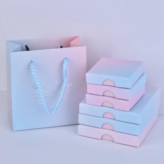 Gradient Pink Jewelry Packaging – 8x8x1.6cm Wholesale Square Pattern Jewelry Box for Professionals