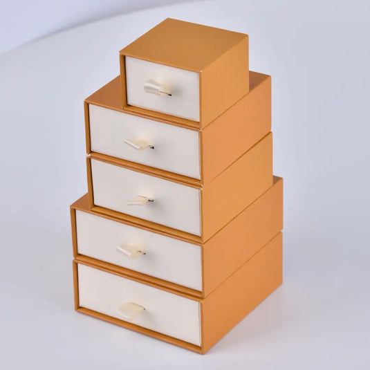 Drawer Paper Jewellery Gift Box – 9x9x3.5cm Antique Bronze Cardboard Paper Drawer Gift Packaging Box