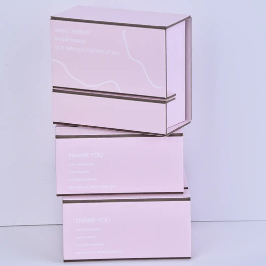 Eco-friendly Jewelry Packaging | Pink 8x9x4.5cm Folding Jewelry Box &amp; Two-Piece Card Suspension Box